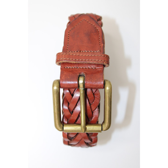 Vintage Zele Belt SM 28 Saddle Brown Thick Hand Braided Basketweave Leather - Picture 13 of 13